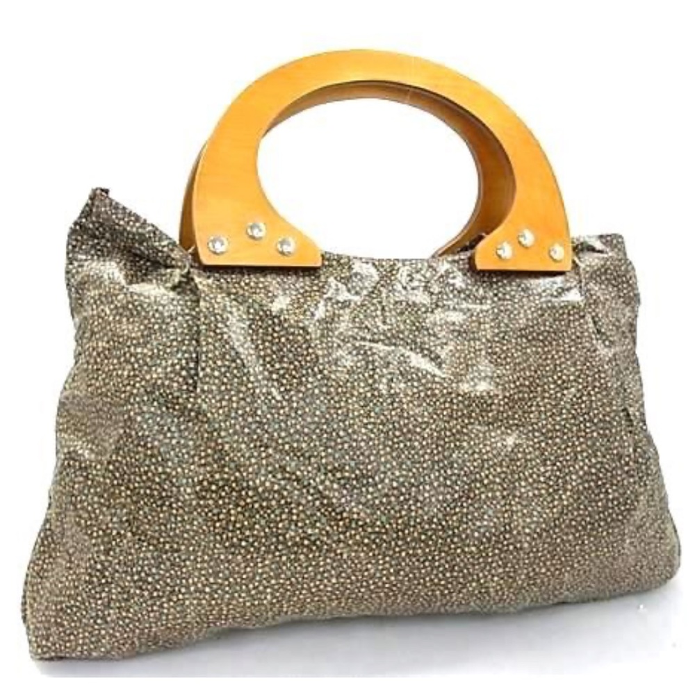 RARE!! Marc Jacobs statement vinyl tote bag with wood handles